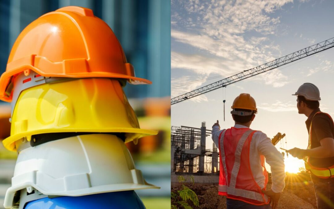 Commercial construction crew working safely during hot summer weather